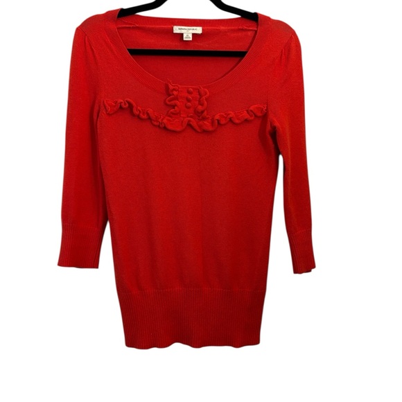 Banana Republic Vibrant Red Cashmere Blend Sweater with Ruffle Accent - Picture 3 of 5